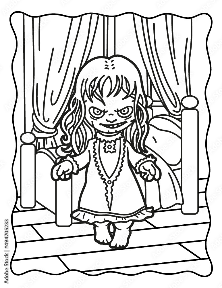 Coloring book for children. Creepy girl ...