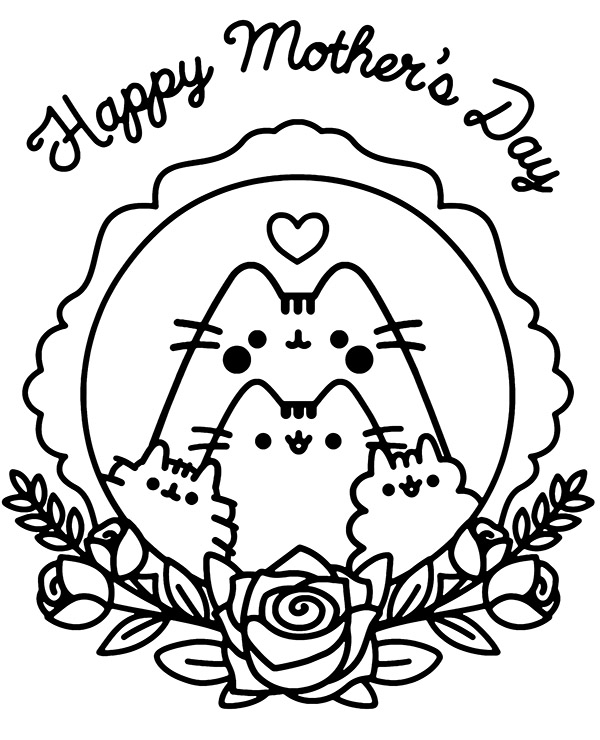 Pusheen coloring page for Mother's Day ...