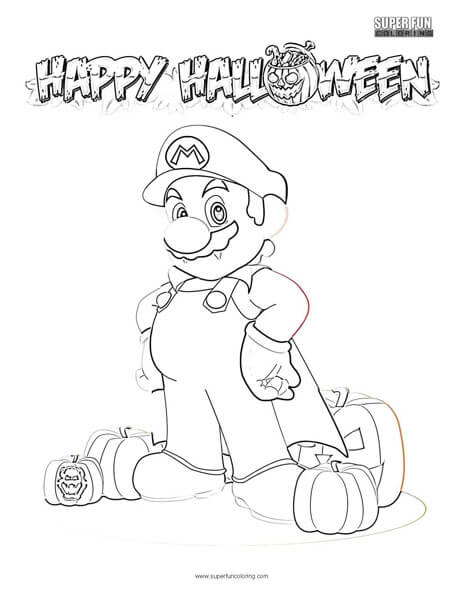 Halloween Mario Coloring Page - Super ...