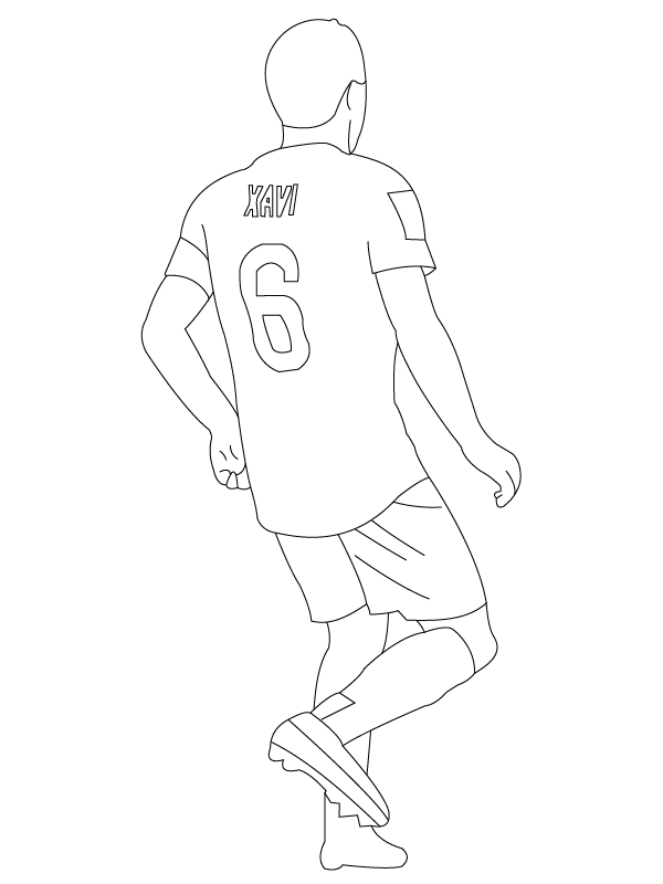 Xavi with Number 6 Jersey Coloring Page ...