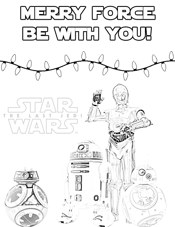 The Last Jedi Droids Holiday Coloring Page for Christmas or Hanukkah - The  Star Wars Mom – Parties, Recipes, Crafts, and Printables
