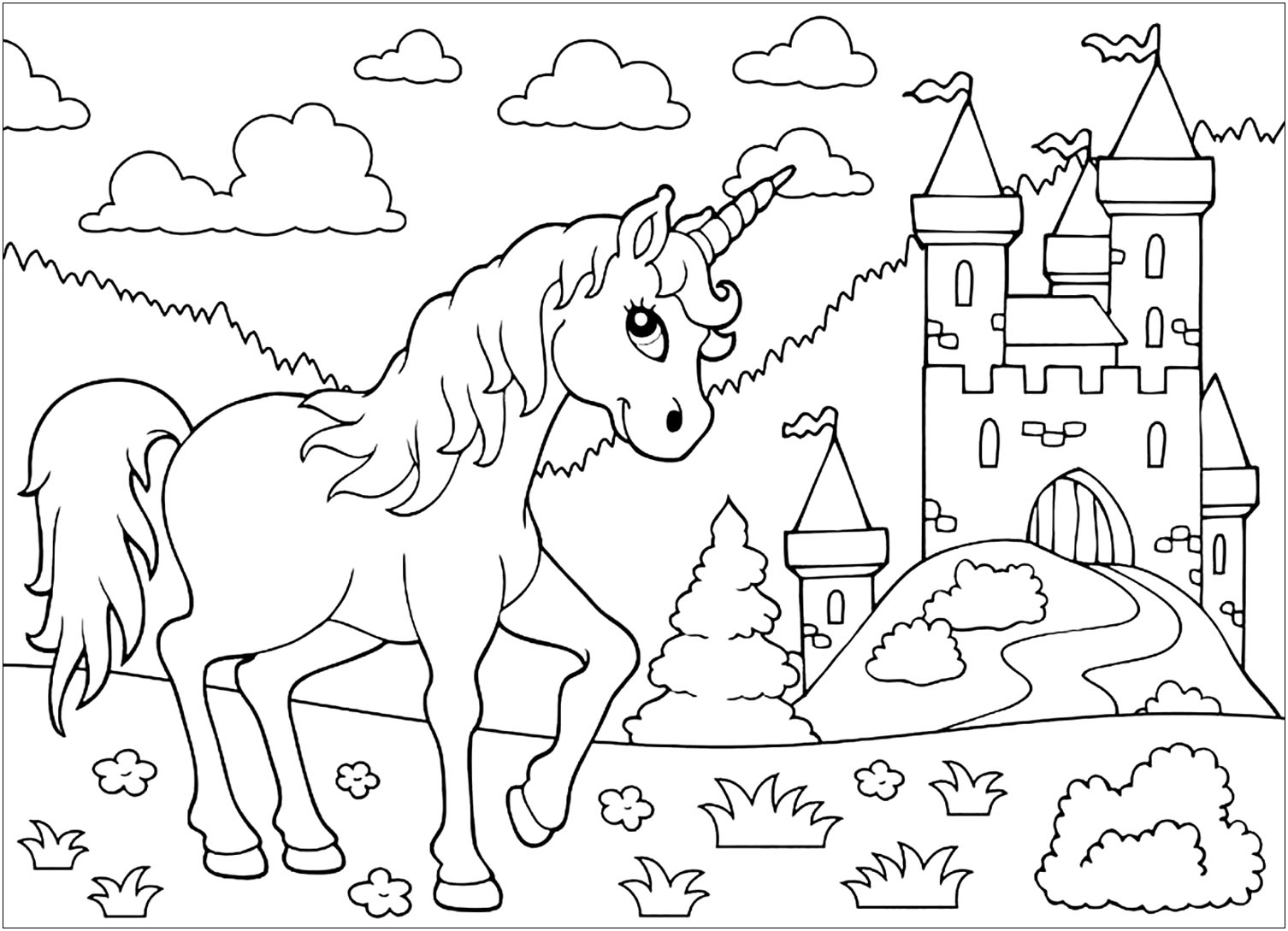 Unicorn coloring pages for kids - Unicorns Kids Coloring Pages