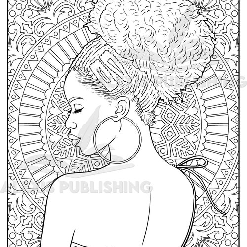 Adult Coloring Page instant Download Beautiful Black Woman - Etsy