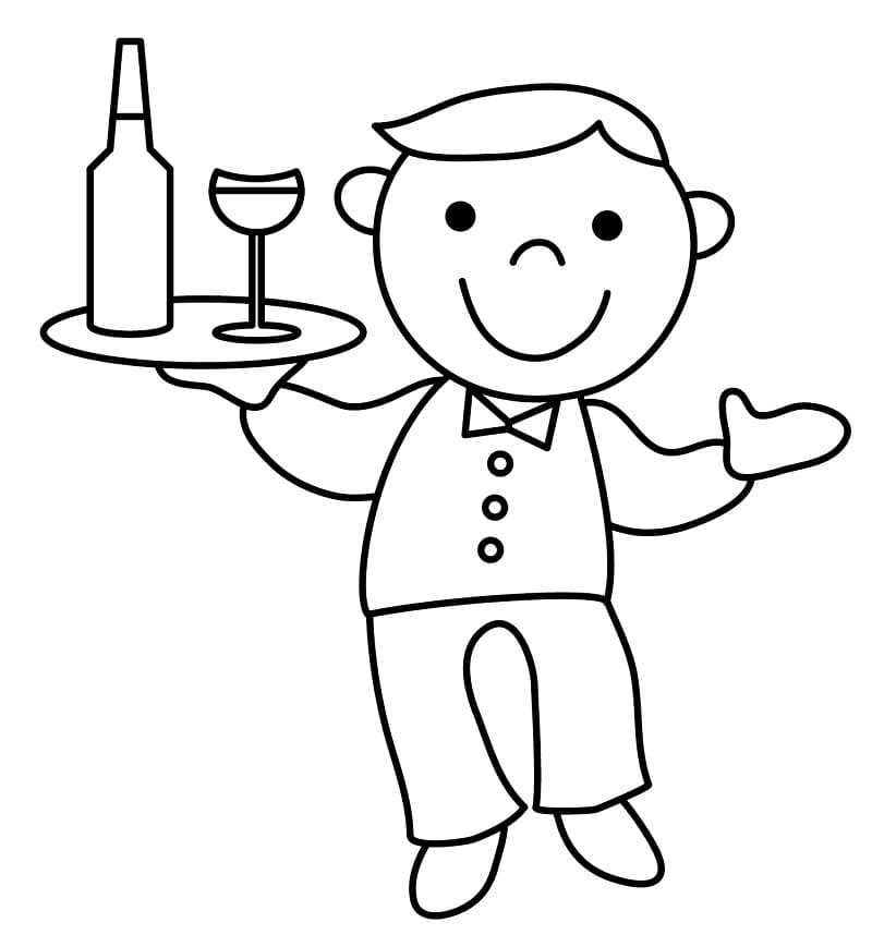 Little Waiter Coloring Page - Free Printable Coloring Pages for Kids