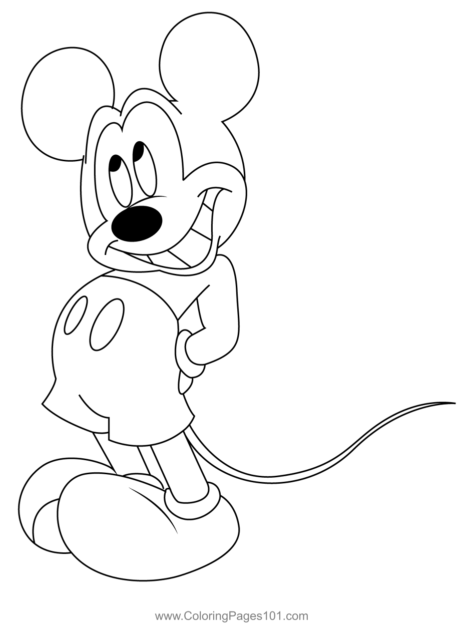 Smile Mickey Mouse Coloring Page for Kids - Free Mickey Mouse Printable Coloring  Pages Online for Kids - ColoringPages101.com | Coloring Pages for Kids