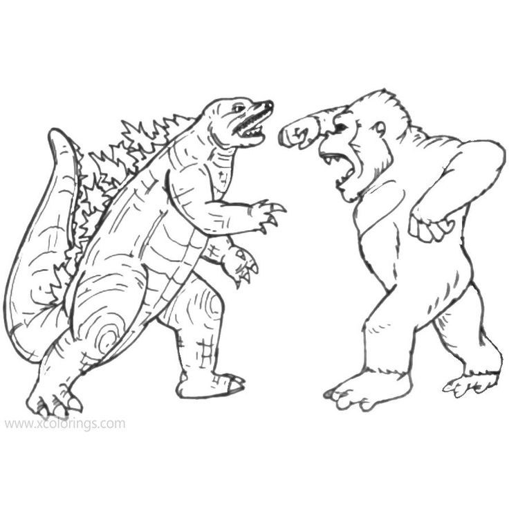 Godzilla Vs Kong Coloring Pages Monsters. | Superhero coloring pages,  Monster coloring pages, Godzilla