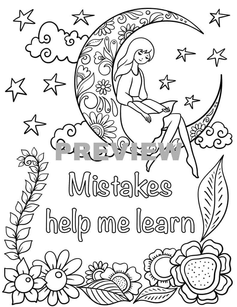 Positive affirmations colouring pages for kids - Messy, Yet Lovely