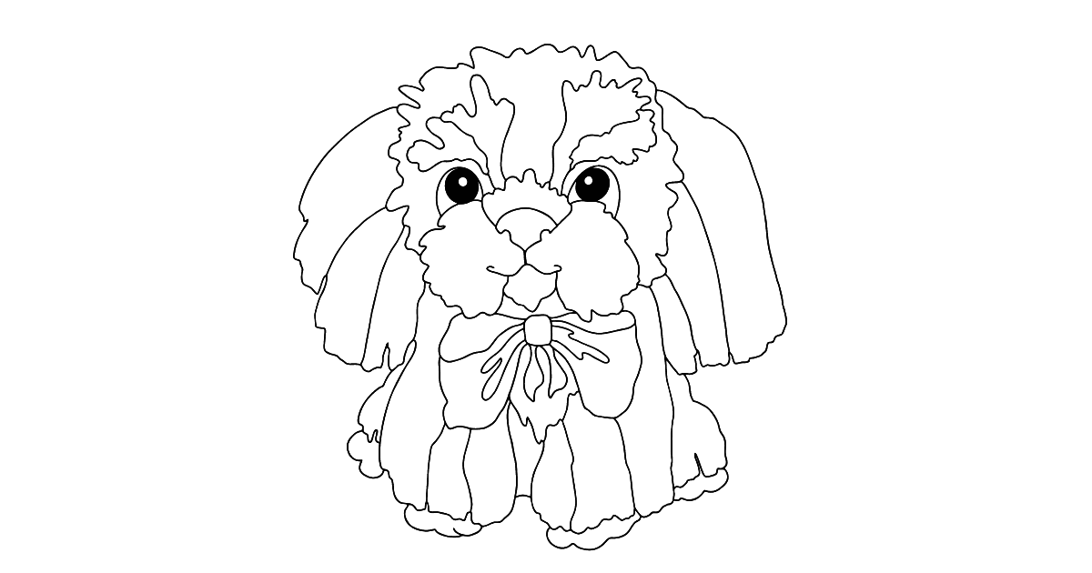 Online Coloring Page - A Dog with a Bow!