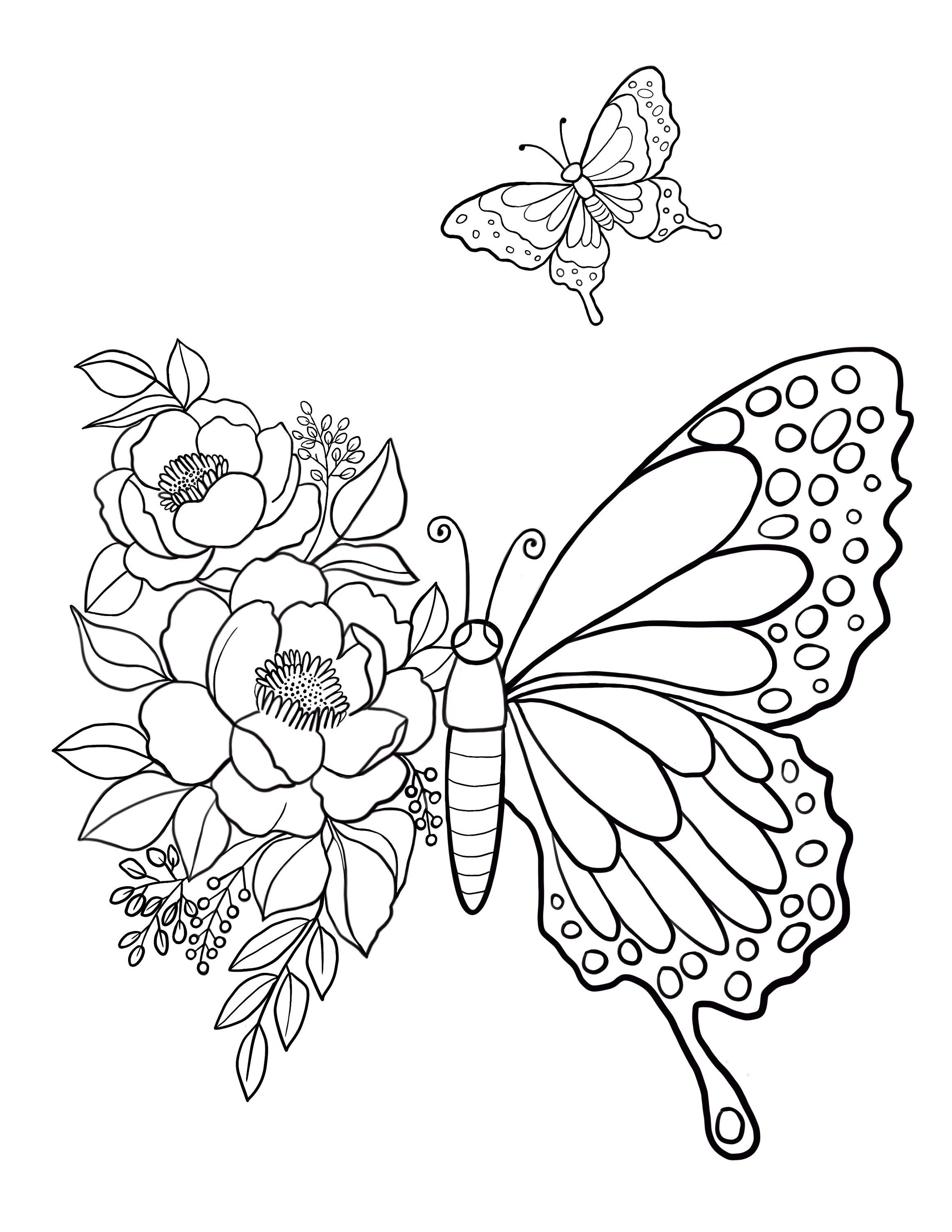 Butterfly Printable Coloring Sheet Coloring Pages Kids - Etsy