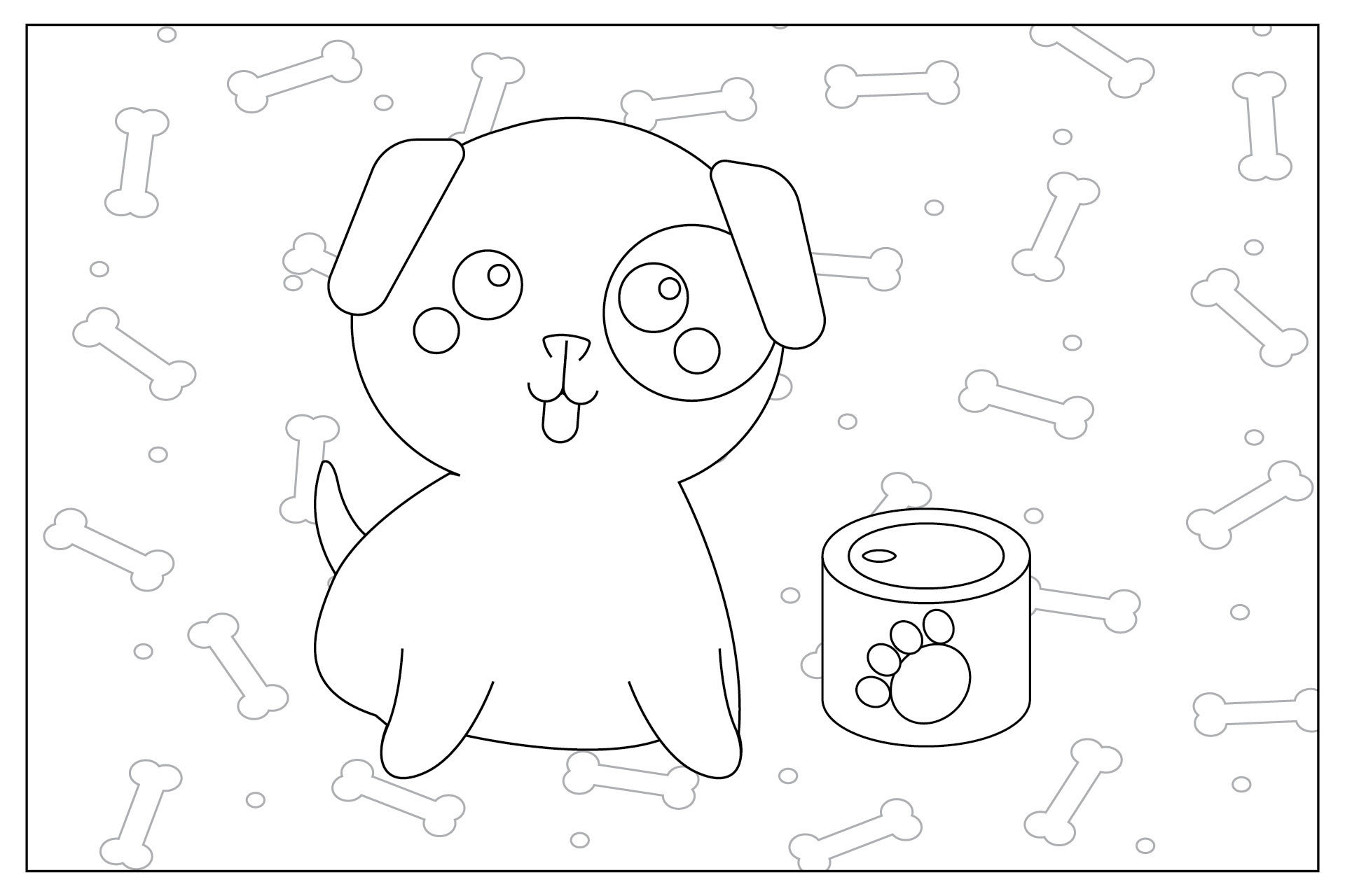 Dog with Food | Coloring Pages Graphic by zia studio · Creative Fabrica