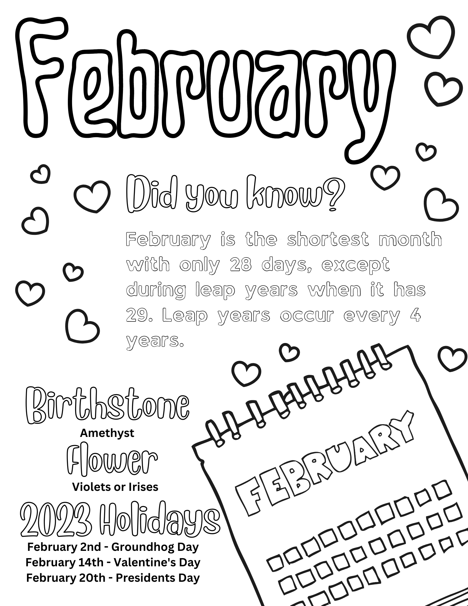 Free Printable February Coloring Pages | FaveCrafts.com