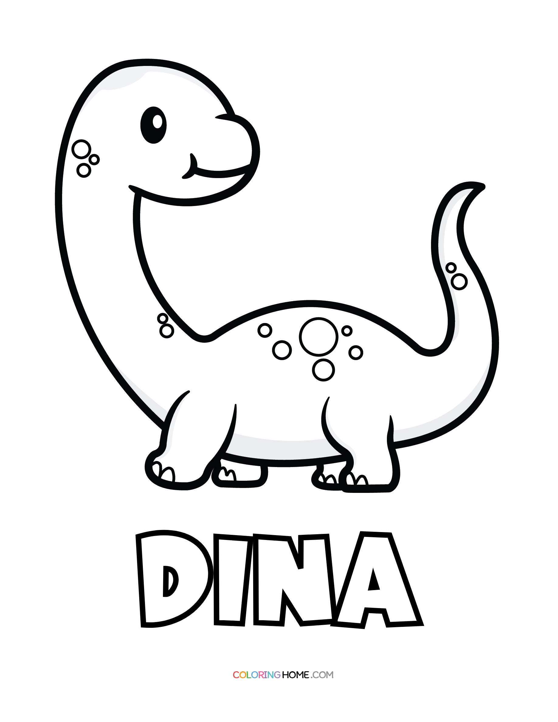 Dina dinosaur coloring page