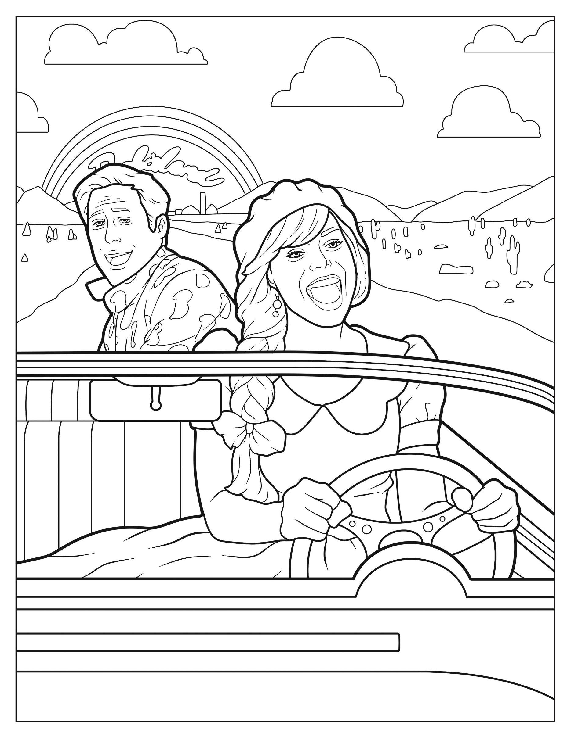 Barbie and Ken in Barbie movie coloring page