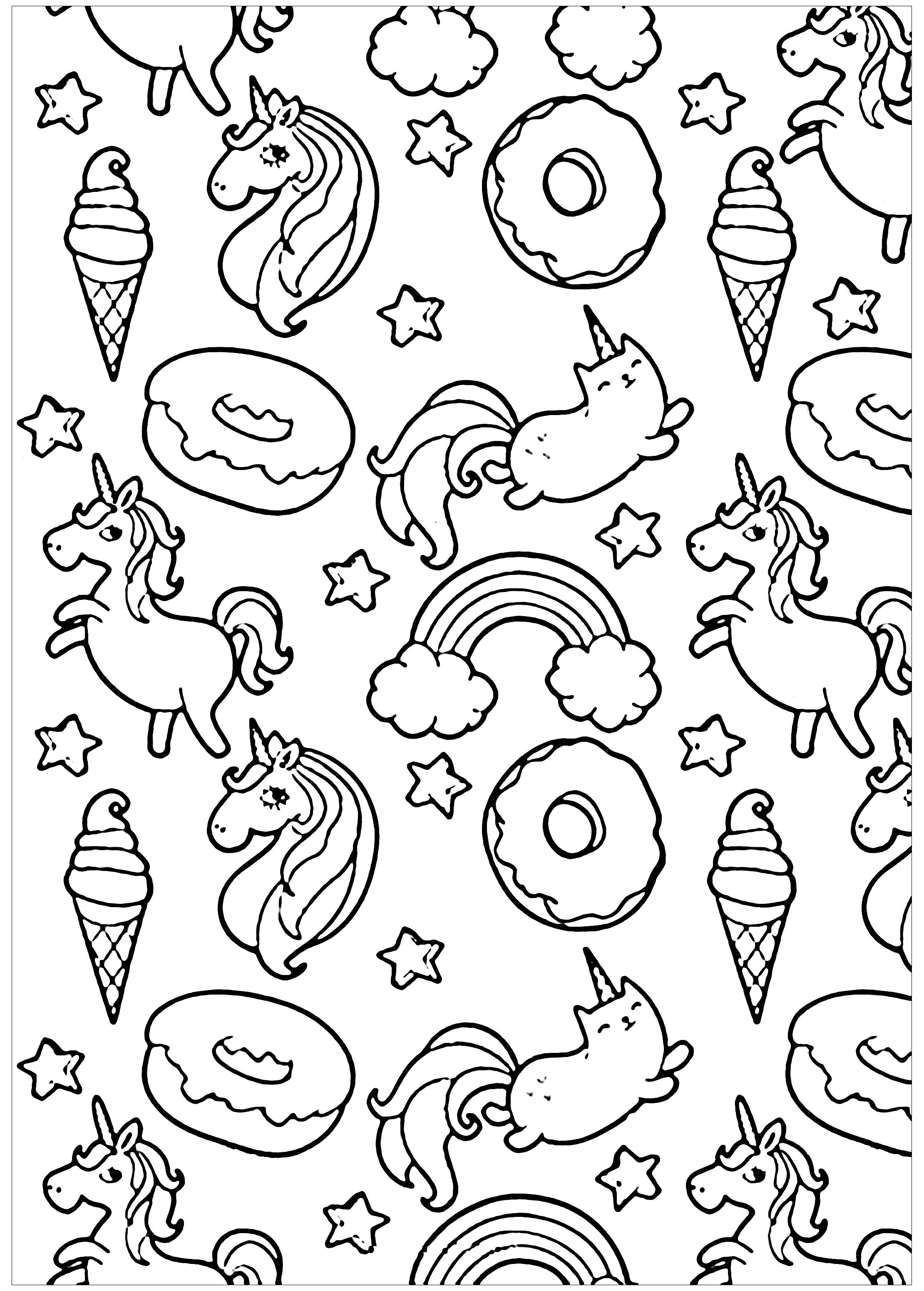 Pusheen donuts and unicorn - Doodle Art / Doodling Adult ...