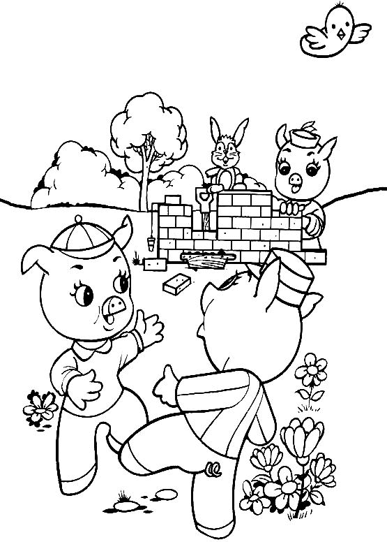 Little Pigs Brick House coloring page - free printable coloring pages on  coloori.com