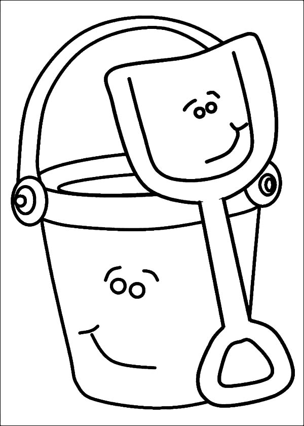 Beach Bucket and Shovel Coloring Page - Get Coloring Pages