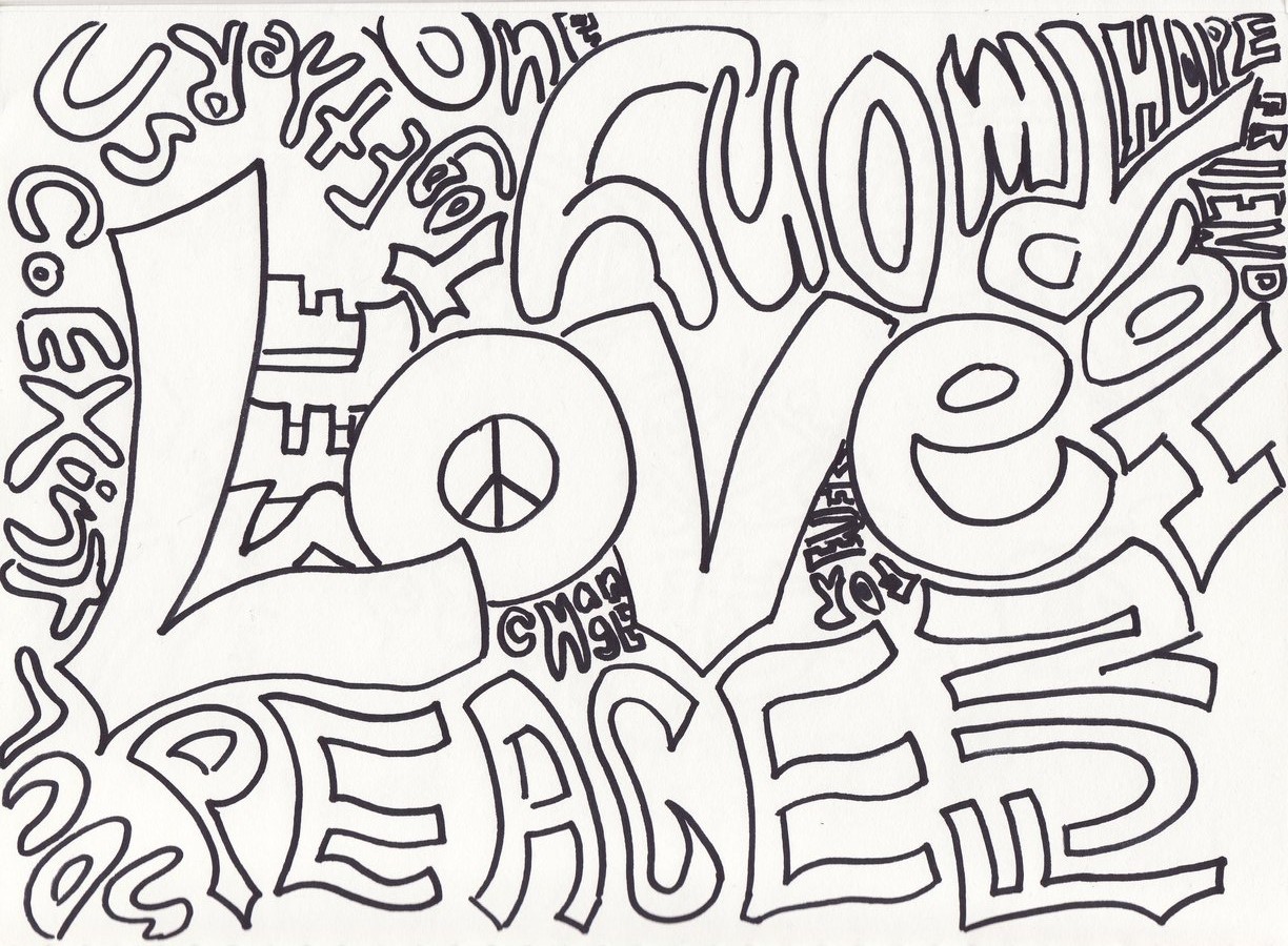 Peace and Love Coloring Pages Printable - Get Coloring Pages