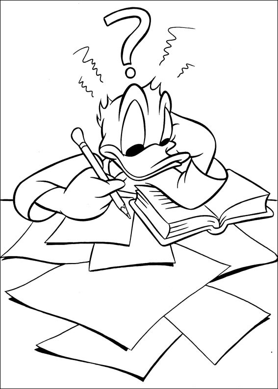 Donald Studying Coloring Page - Free Printable Coloring Pages for Kids