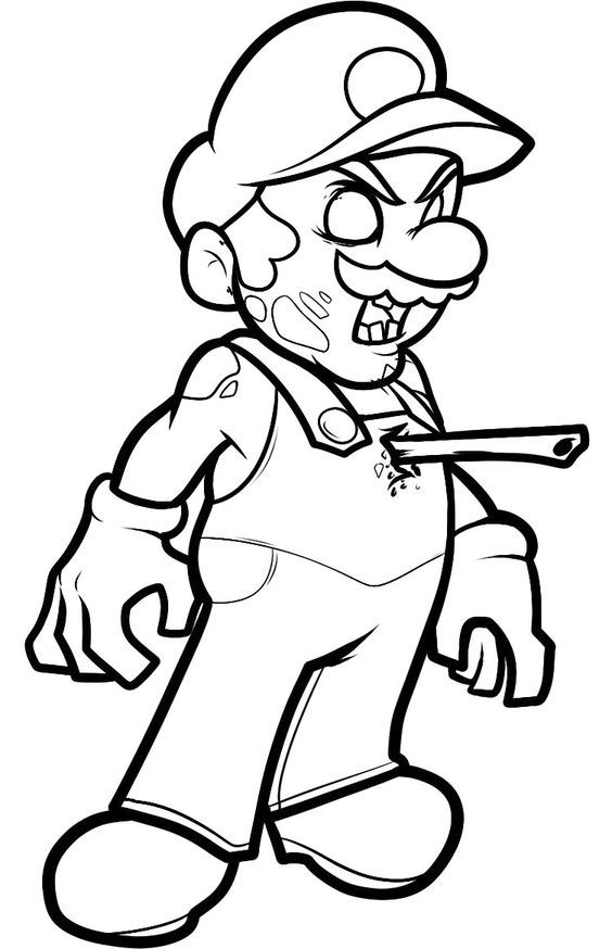 Zombie Mario Coloring Page | things to color! | Pinterest ...