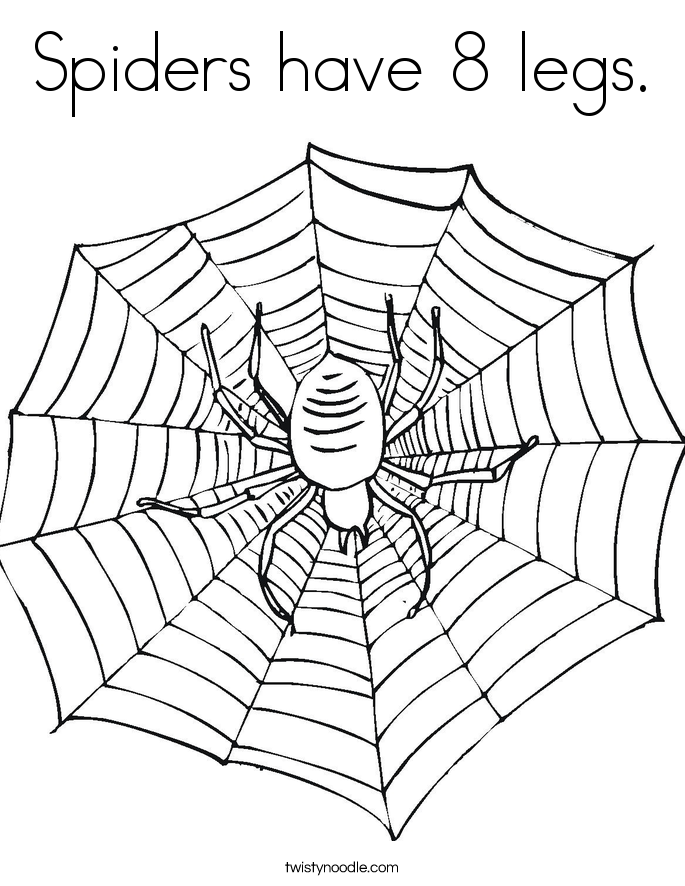 Spiders have 8 legs Coloring Page - Twisty Noodle