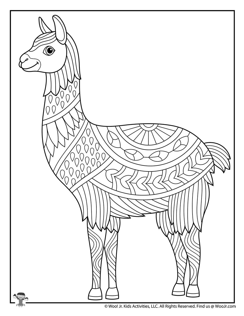 Llama Easy Adult Coloring Animals | Woo! Jr. Kids Activities : Children's  Publishing