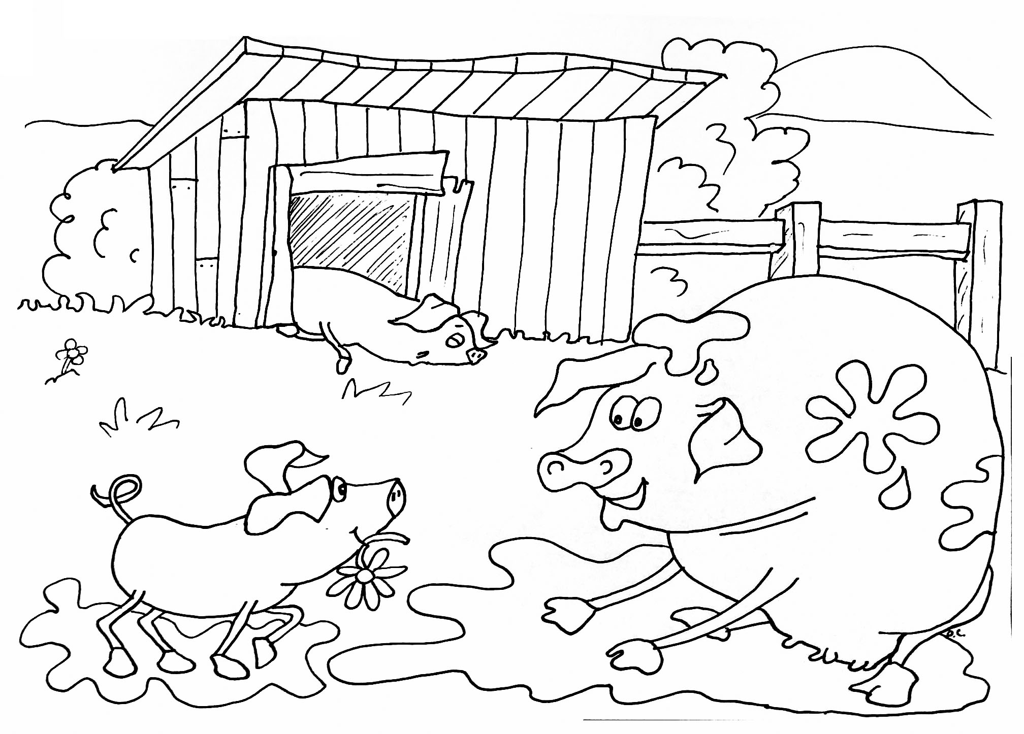 Farmhouse coloring pages for kids - Farm Kids Coloring Pages