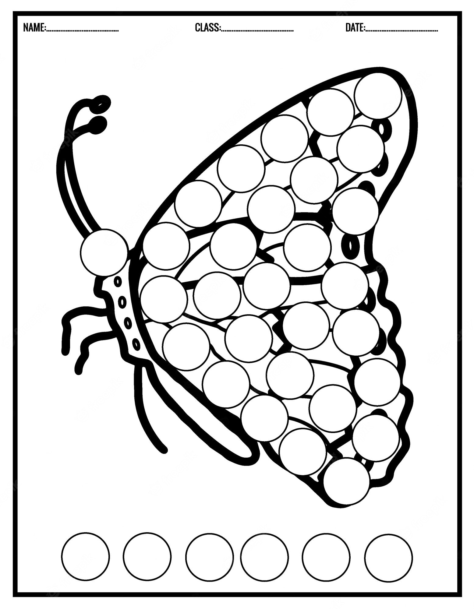 Premium Vector | Cute butterfly coloring book for children.dot markers  worksheets for kindergarten.