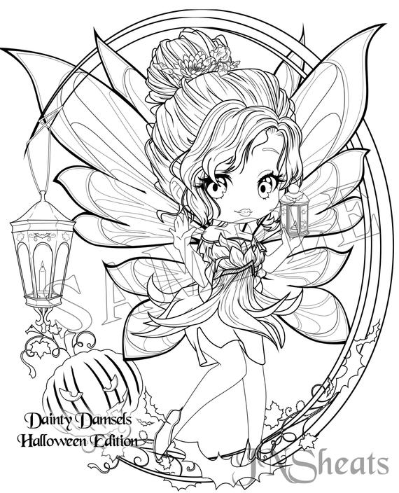 Halloween Fairy Coloring Page Download | Etsy