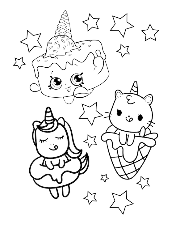 Unicorn and Star Coloring Page - Etsy