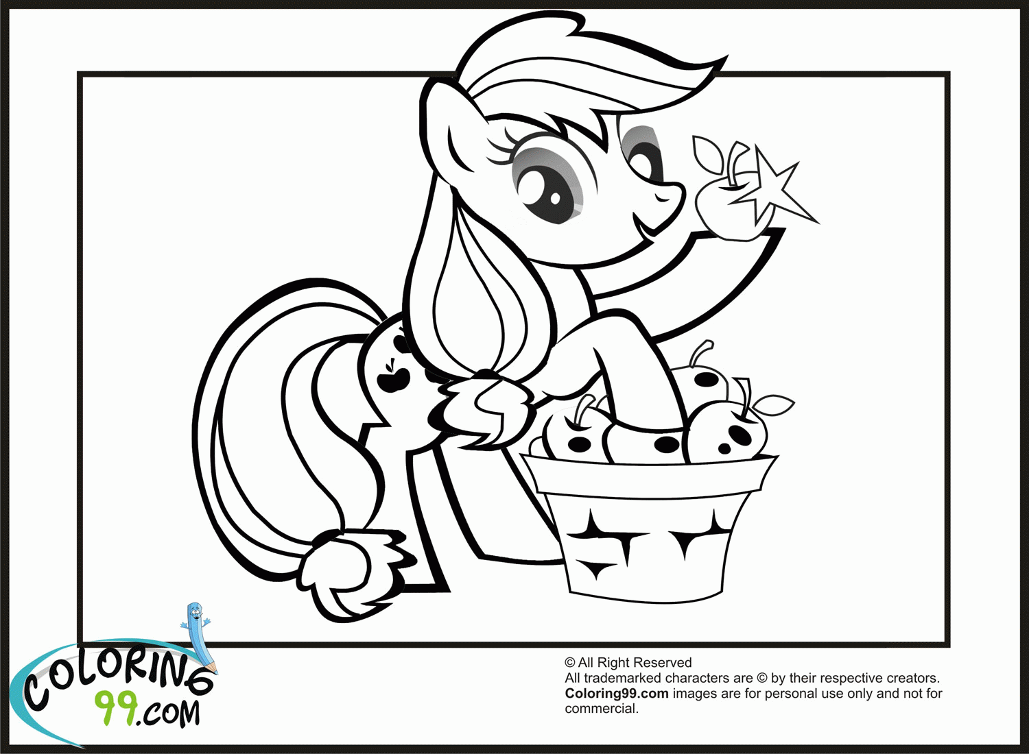 Applejack Pony - Coloring Pages for Kids and for Adults
