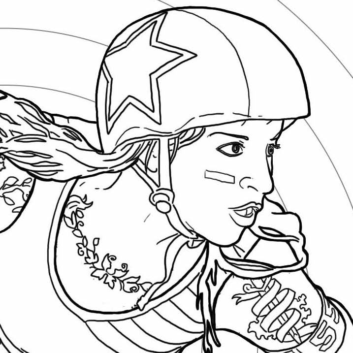 COLOR JAM ROLLER DERBY COLORING PAGE — GUTPUNCH PRESS