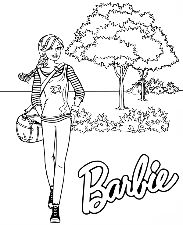 Barbie printable coloring page for girls