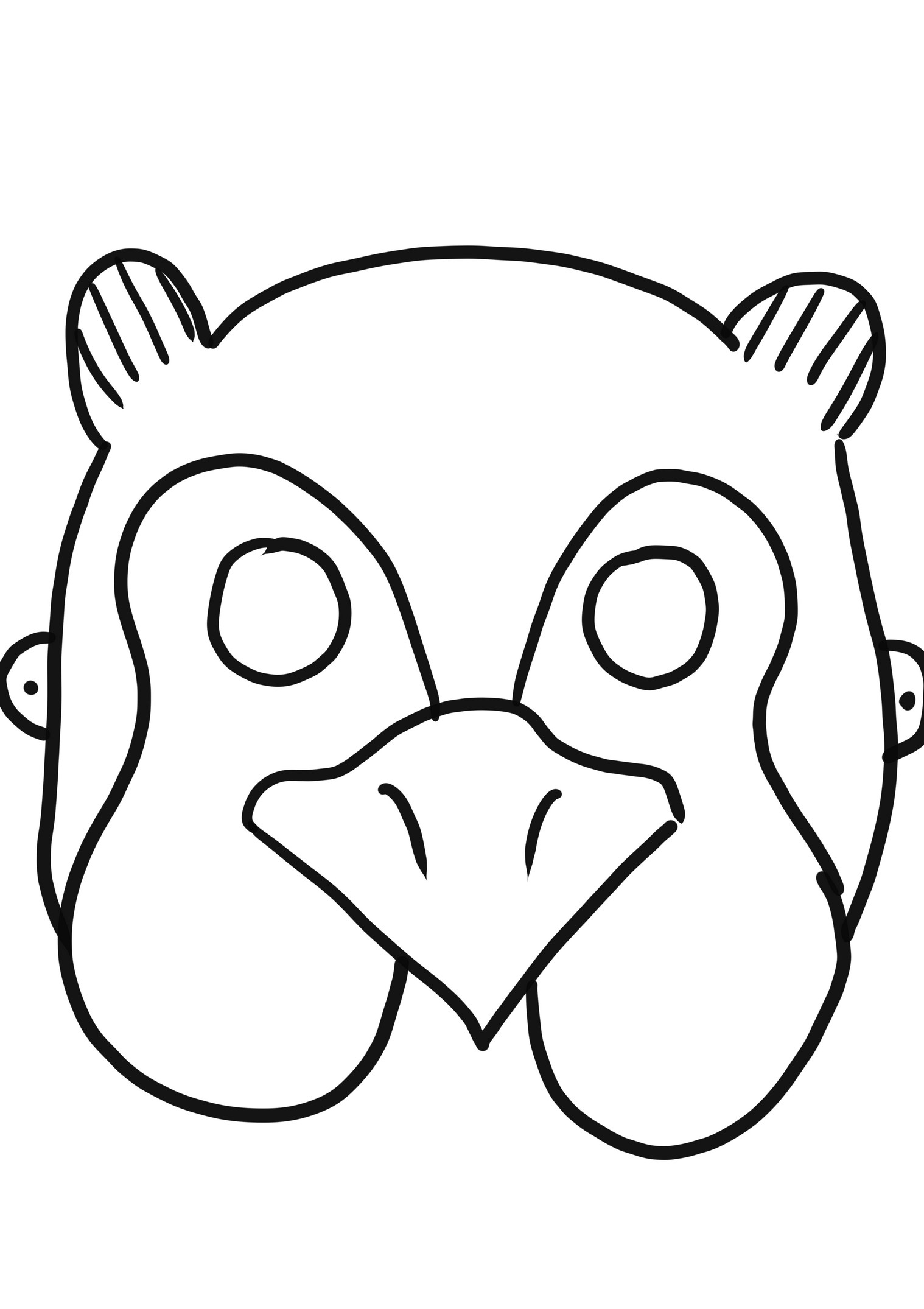 Pheasant Mask coloring page to cut out