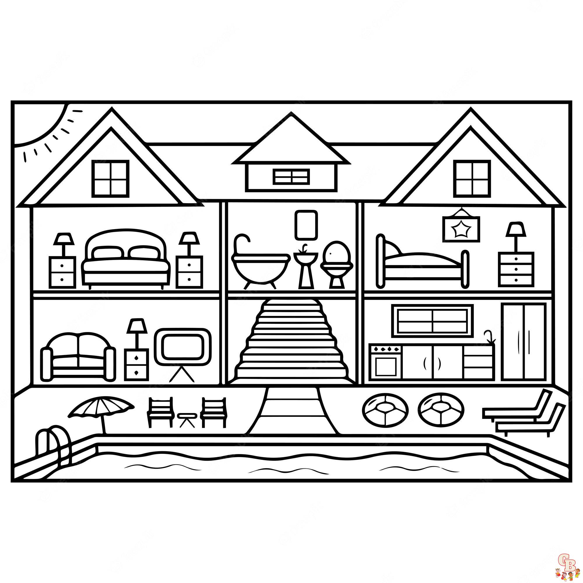 Doll House Coloring Pages for Kids | GBcoloring