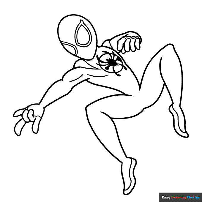 Miles Morales Spider-Man Coloring Page | Easy Drawing Guides