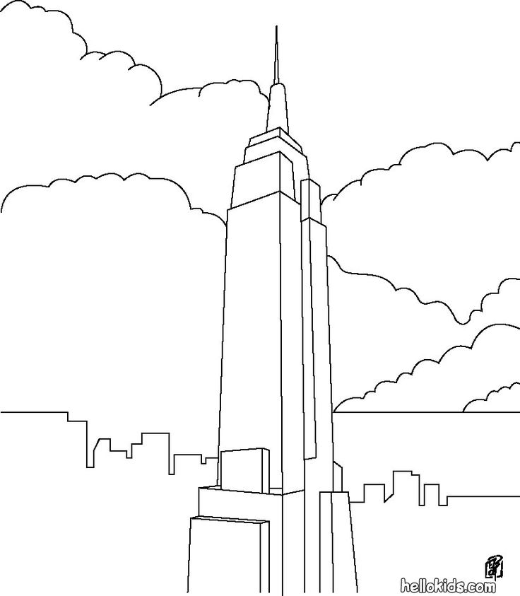 THE UNITED STATES symbols coloring pages - Empire State Building | Empire  state building, Empire state building drawing, Free coloring pages