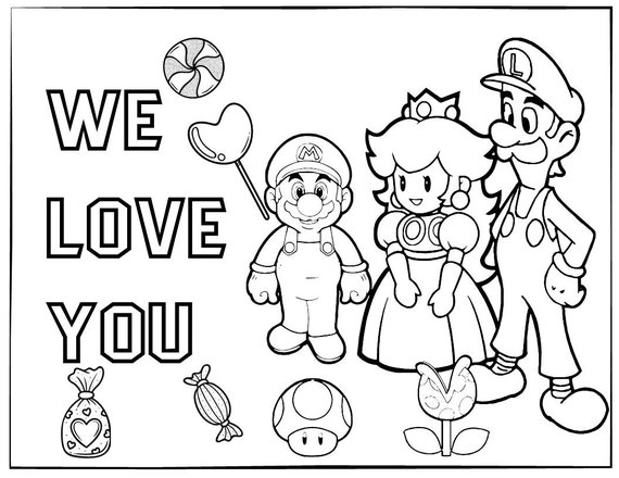 10 Printable Super Mario Coloring Page for Birthday - Etsy