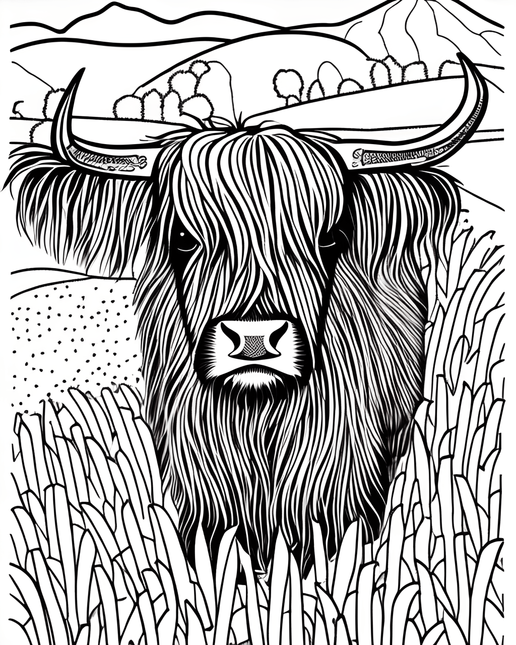 Highland Cow Coloring Pages - Coloring Nation