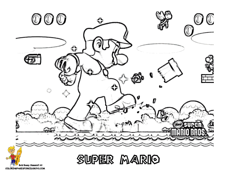 New super mario coloring pages download and print for free