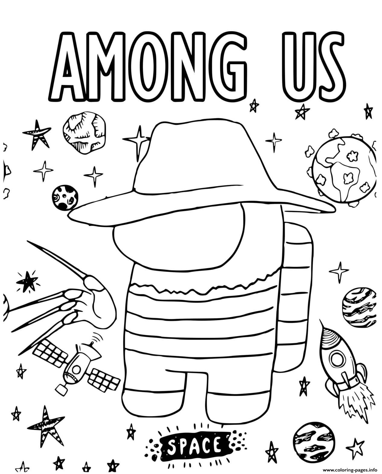 Freddy Krueger Among Us Coloring Pages Printable