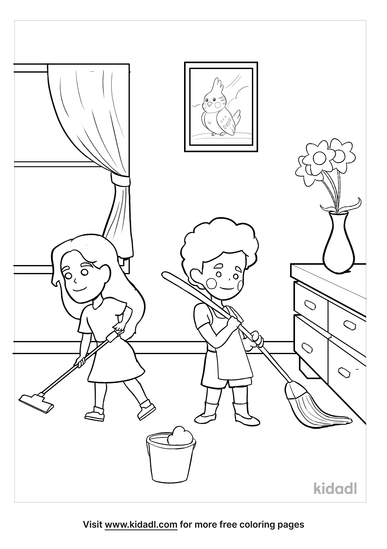 Cleaning Room Coloring Pages | Free At Home Coloring Pages | Kidadl