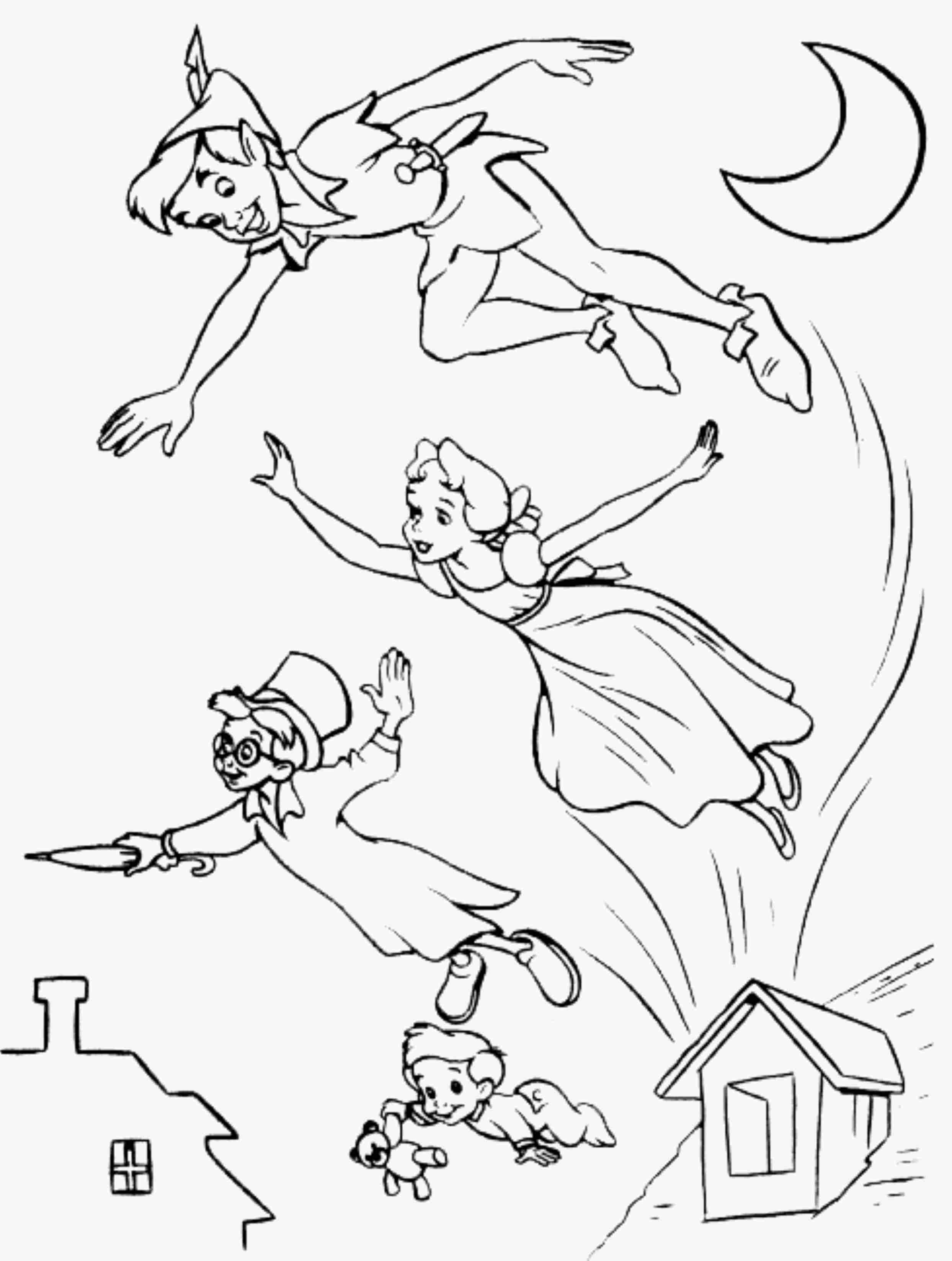 Peter Pan Flying Coloring Pages - Printable Kids Colouring Pages