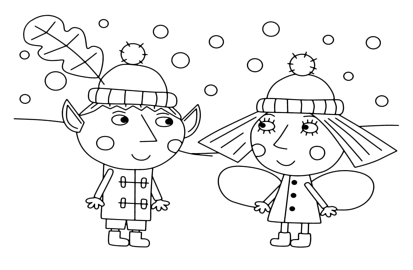 Ben And Holly In The Winter Coloring Page - Free Printable ...