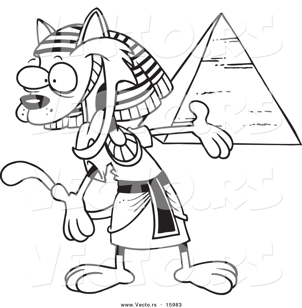 Cartoon Egyptian Cat Presenting ...vecto.rs
