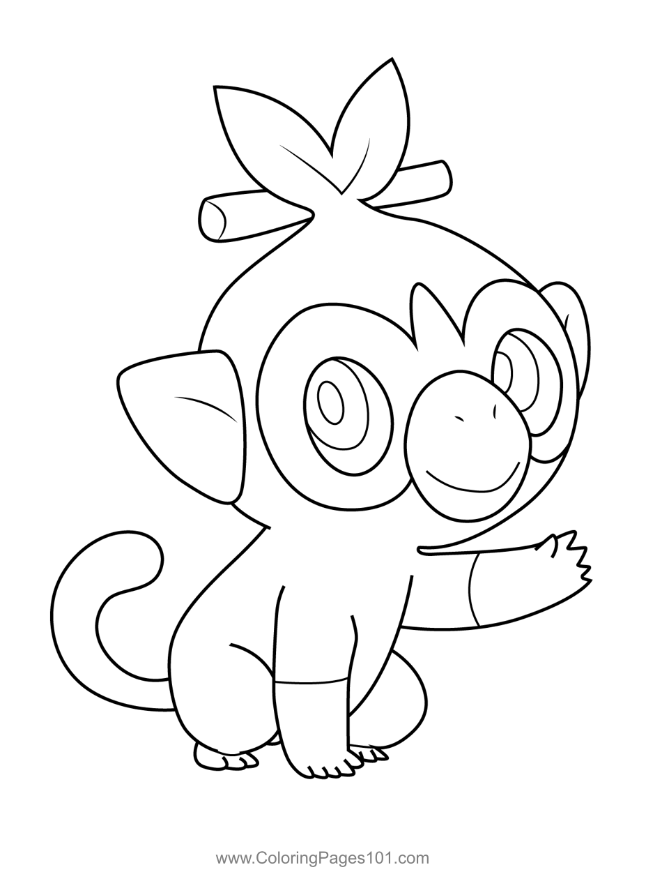 Grookey Pokemon Coloring Page for Kids - Free Pokemon Printable Coloring  Pages Online for Kids - ColoringPages101.com | Coloring Pages for Kids