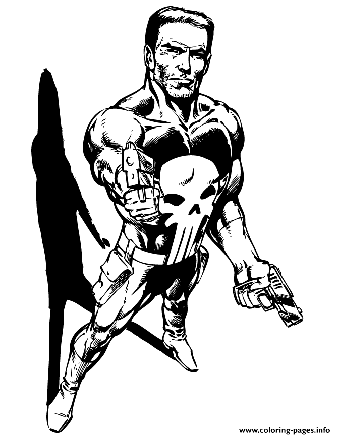 Marvel Comics Punisher Coloring Page Coloring Pages Printable