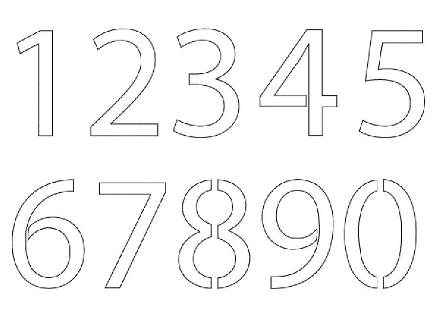 Printable 1 to 0 Numbers Stencil To Color | Coloring