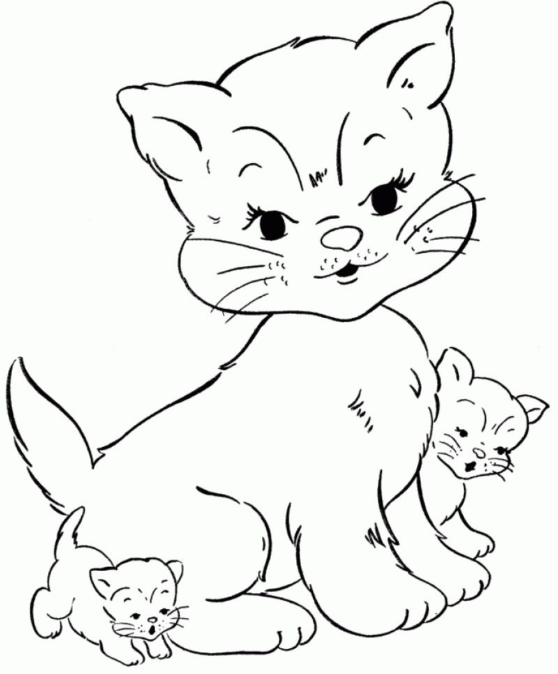 Three Cat Unique Coloring Page - Kids Colouring Pages