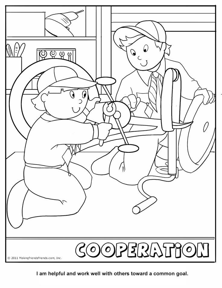 Printable Cooperation Coloring Page | Cub Coloring Sheets