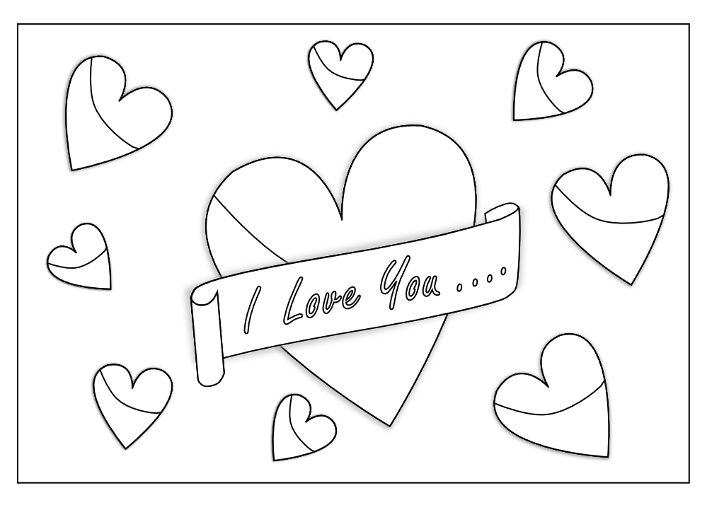 i Love you Art Coloring Book Colouring Sheet Page Black White Line 